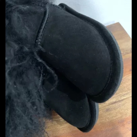 Bearpaw Boo Shaggy Black Bootie Girl Boots 13 - Picture 10 of 12